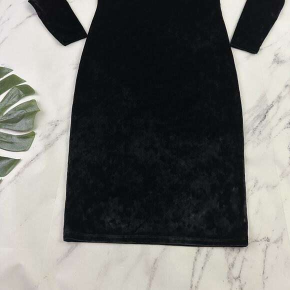 Michael Kors Womens Velvet Midi Dress Size M Black Long Sleeve Sheath Stretch - Picture 10 of 10